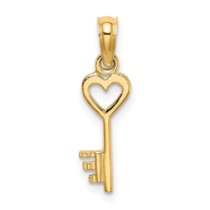 10k Key with Heart Charm