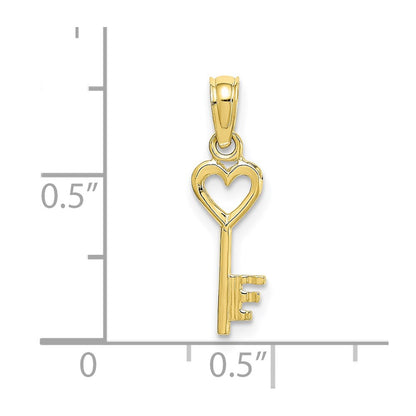 10k Key with Heart Charm