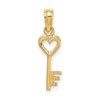 10k Key with Heart Charm