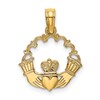 10K Engraved Claddagh In Scalloped Circle Charm