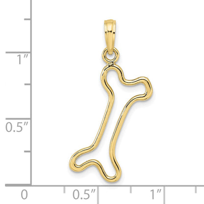 10K Cut-Out Polished Dog Bone Charm