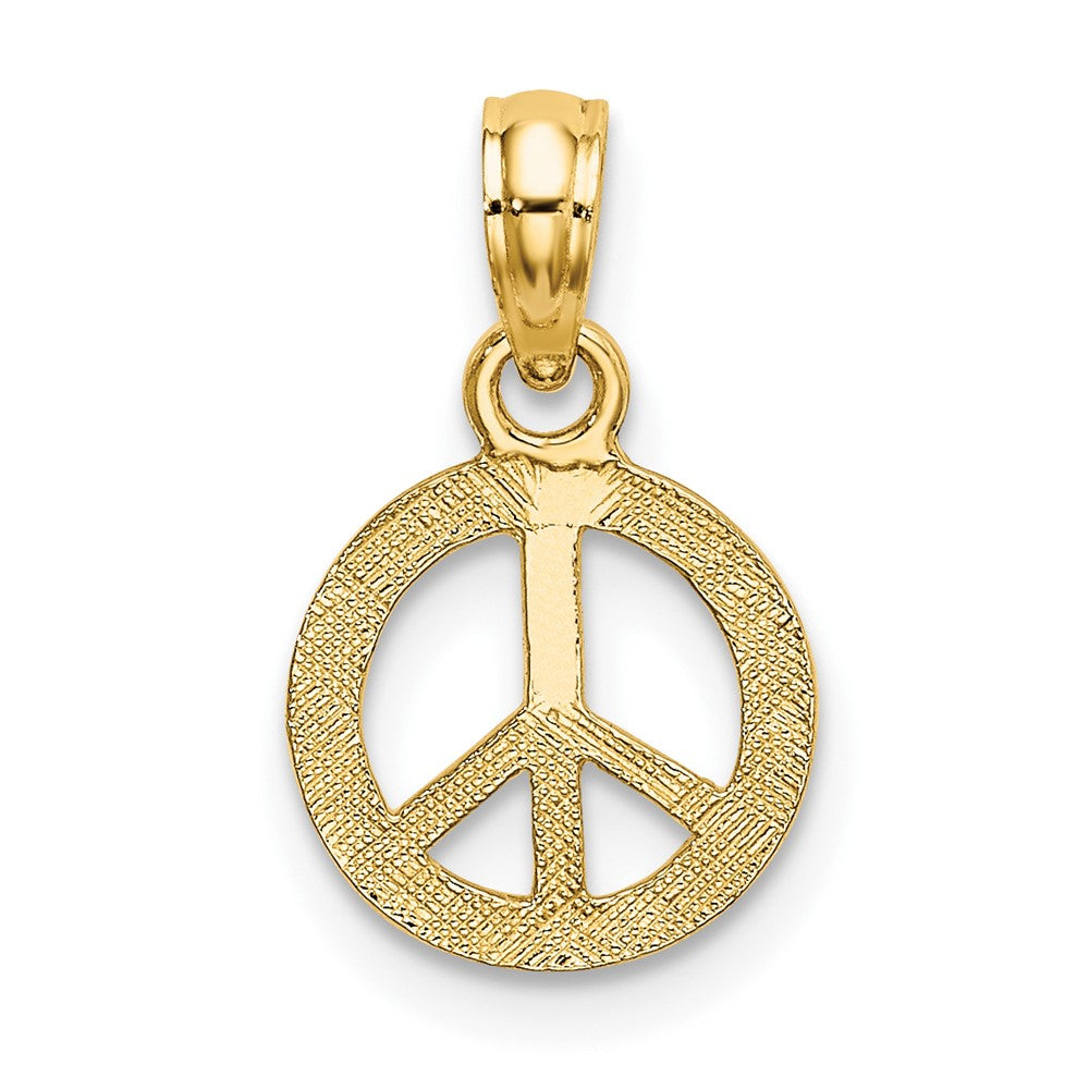 10K Flat Textured Mini Peace Sign Charm