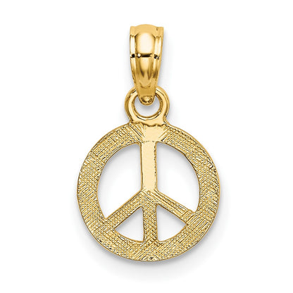 10K Flat Textured Mini Peace Sign Charm