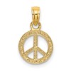 10K Flat Textured Mini Peace Sign Charm