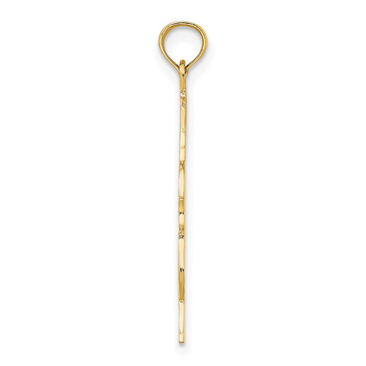 10K Polished Textured Upright Bass Charm