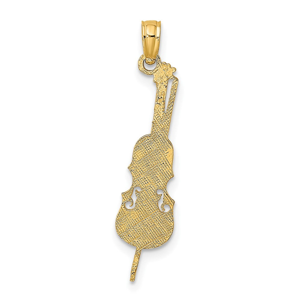 10K Polished Textured Upright Bass Charm
