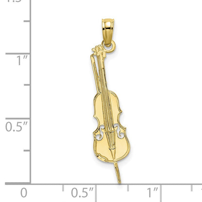 10K Polished Textured Upright Bass Charm