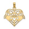 10K Polished and Beaded Claddagh In Heart Charm