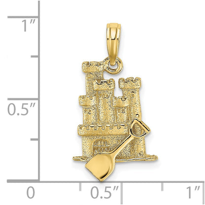 10K 3-D Sand Castle with Shovel Charm