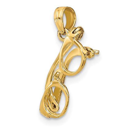 10K 3-D Moveable Eyeglasses Charm