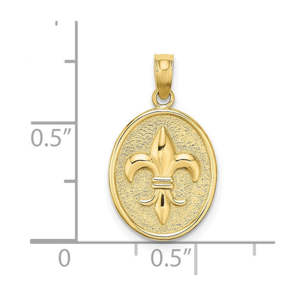 10K Fleur de Lis on Oval Disc Charm