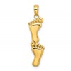 10K Polished Double Vertical Feet Charm