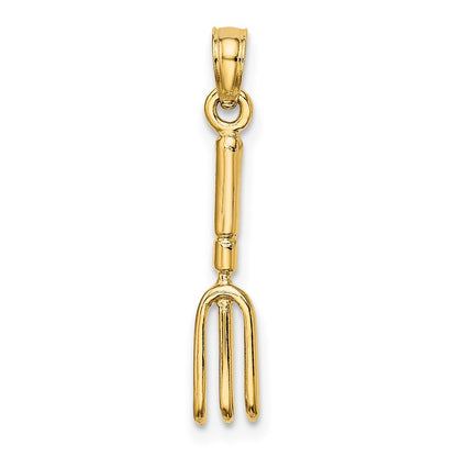 10K 3-D Fork Garden Tool Charm