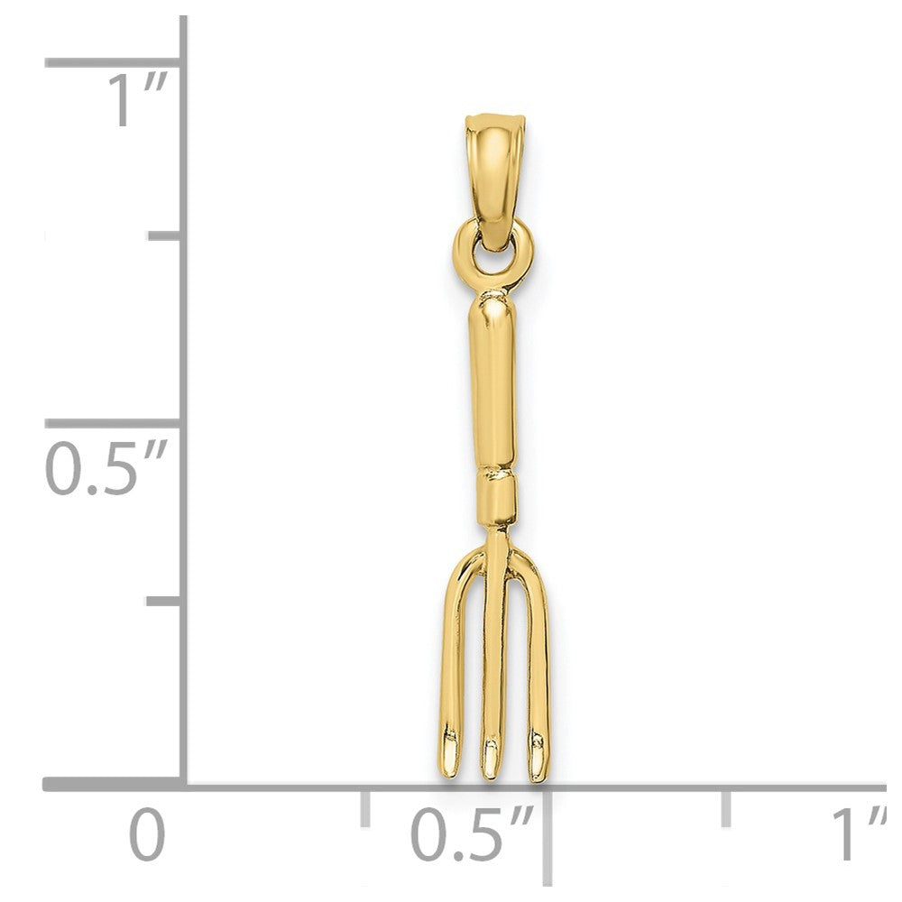 10K 3-D  Fork Garden Tool Charm