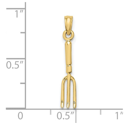 10K 3-D Fork Garden Tool Charm