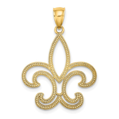 10k Cut-out Fleur De Lis Pendant