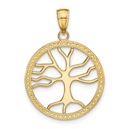 10K Tree Of Life In Round Frame Charm