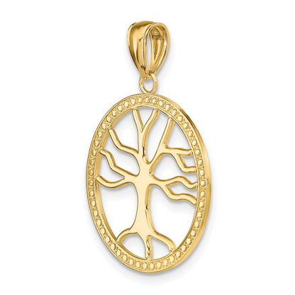 10K Tree Of Life In Round Frame Charm