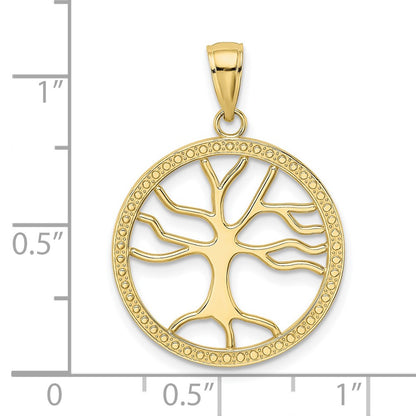 10K Tree Of Life In Round Frame Charm