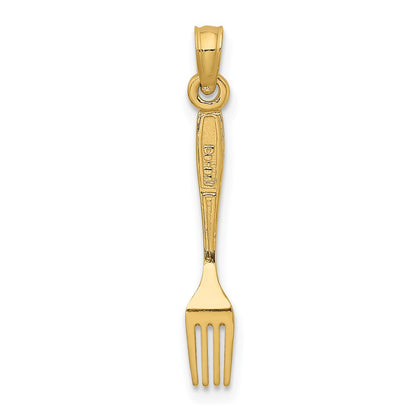 10K 3-D Polished Table Fork Charm