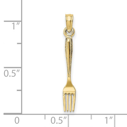 10K 3-D Polished Table Fork Charm