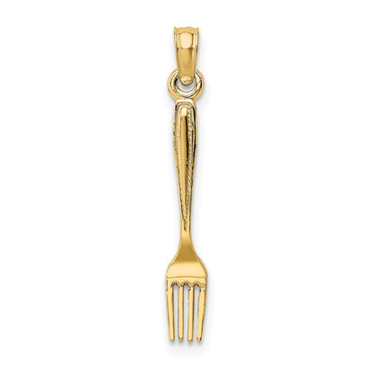 10K 3-D Polished Table Fork Charm