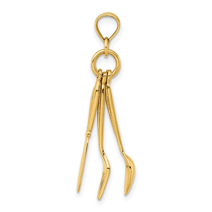 10K 3-D Moveable Knife / Fork / Spoon Charm