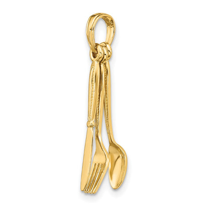 10K 3-D Moveable Knife / Fork / Spoon Charm
