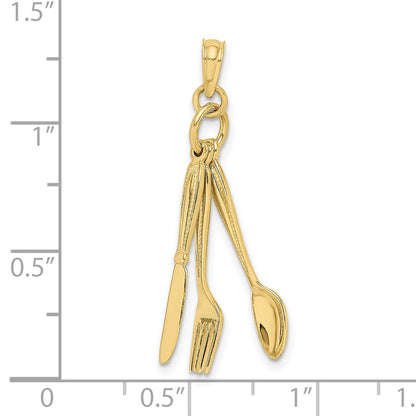 10K 3-D Moveable Knife / Fork / Spoon Charm