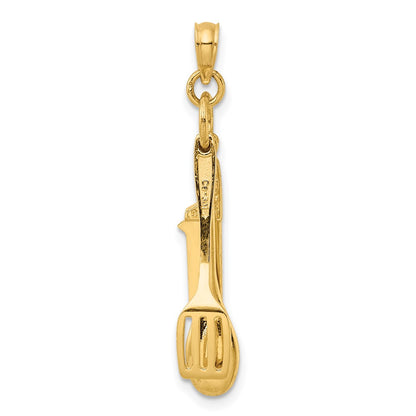 10K 3-D Moveable Spatula / Spoon / Knife Charm