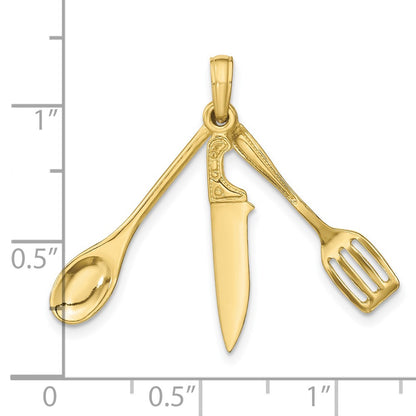 10K 3-D Moveable Spatula / Spoon / Knife Charm