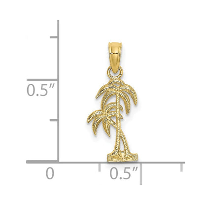 10K Textured Double Palm Tree Charm