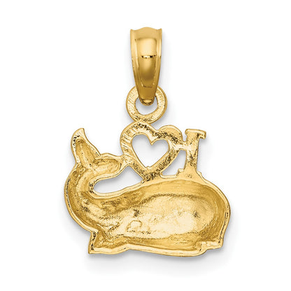 10K Polished  I Heart WHALES Charm