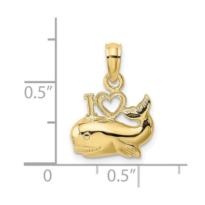 10K Polished  I Heart WHALES Charm