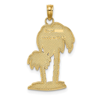 10K 2-D Textured Double Palm Trees Charm