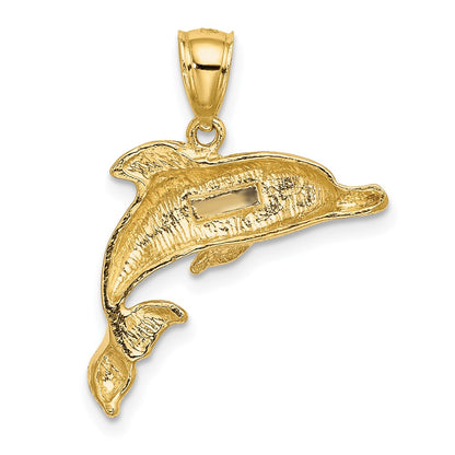 10K 2-D Polished and Engraved Dolphin Charm