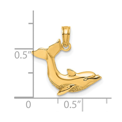 10K Textured Dolphin Jumping Charm