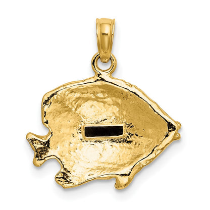10K 2-D Polished Engraved Butterfly Fish Charm