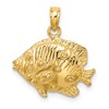 10K 2-D Polished Engraved Butterfly Fish Charm