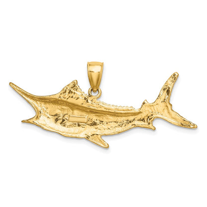 10K Large 2-D Textured Marlin Fish Charm