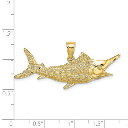 10K Large 2-D Textured Marlin Fish Charm
