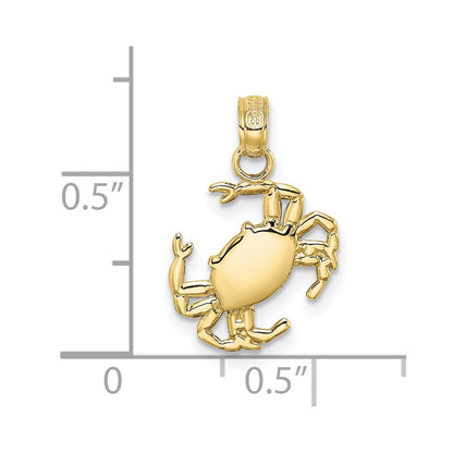 10K 2-D Polished Crab Charm