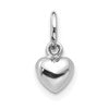 10k White Gold Solid Polished Plain Puffed Mini Heart Charm