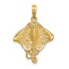 10K 2-D Stingray Charm