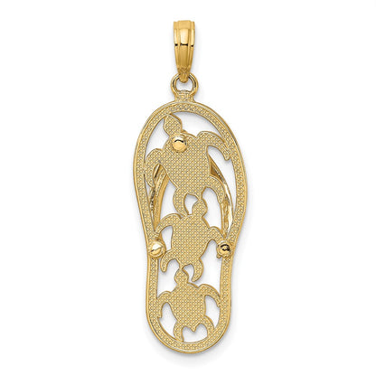 10K Cut-out Triple Turtle Flip-Flop Charm