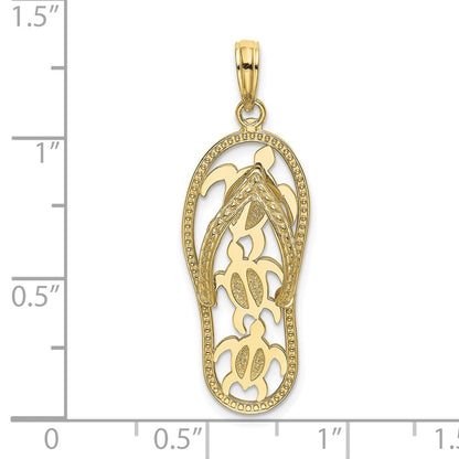 10K Cut-out Triple Turtle Flip-Flop Charm