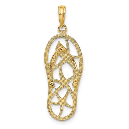 10K Cut-out Multi Starfish Flip-Flop Charm