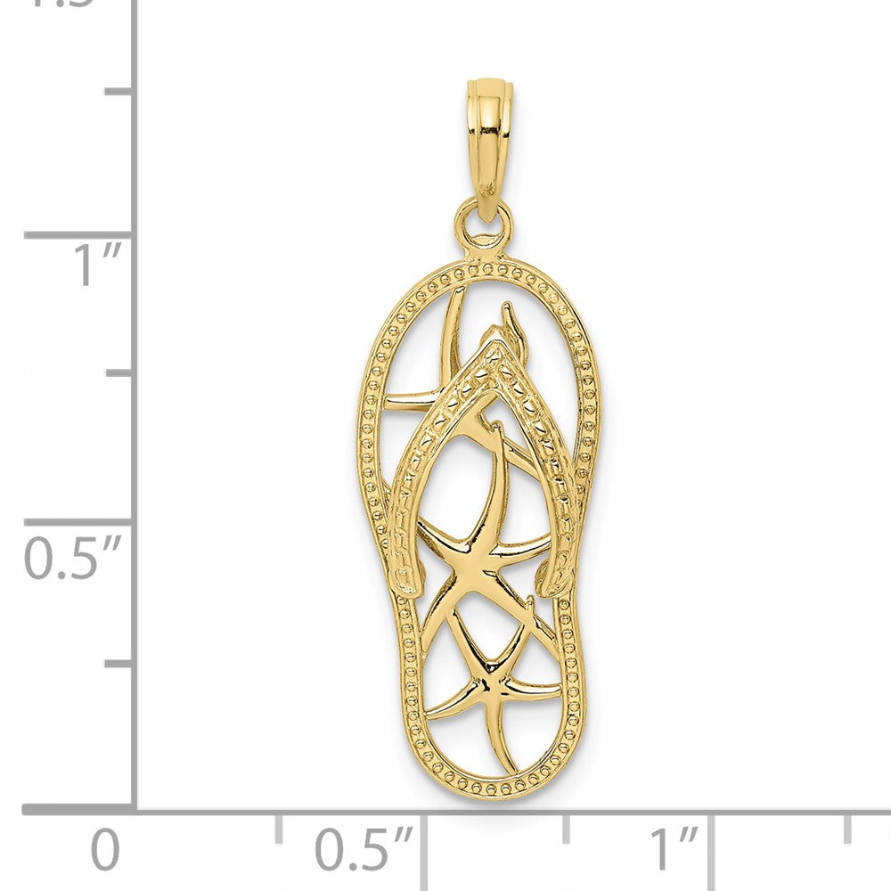 10K Cut-out Multi Starfish Flip-Flop Charm