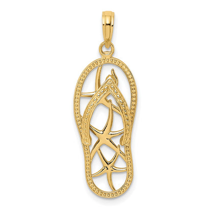 10K Cut-out Multi Starfish Flip-Flop Charm