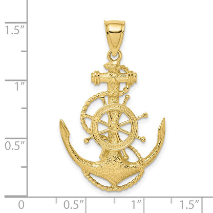 10K Large 2-D Anchor with Ships Wheel and Rope Charm